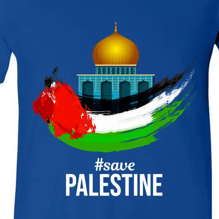 Free Gaza Palestine Flag Arabic Gift Save Palestine Gift V-Neck T-Shirt