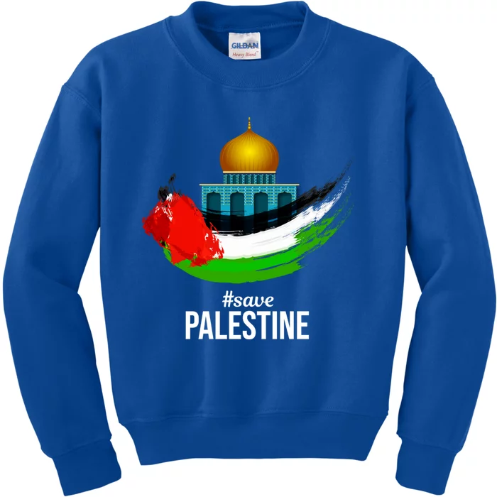 Free Gaza Palestine Flag Arabic Gift Save Palestine Gift Kids Sweatshirt