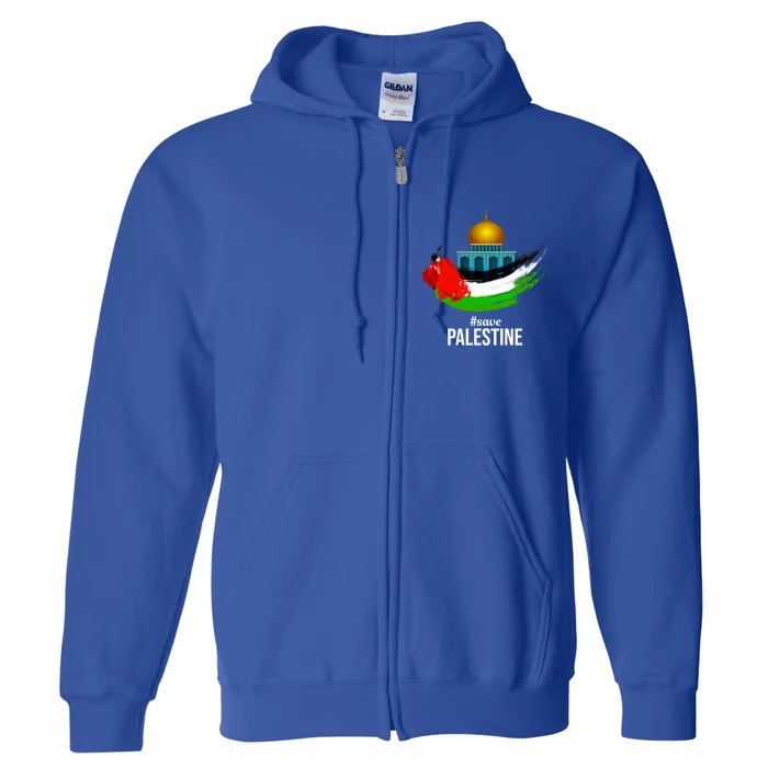 Free Gaza Palestine Flag Arabic Gift Save Palestine Gift Full Zip Hoodie