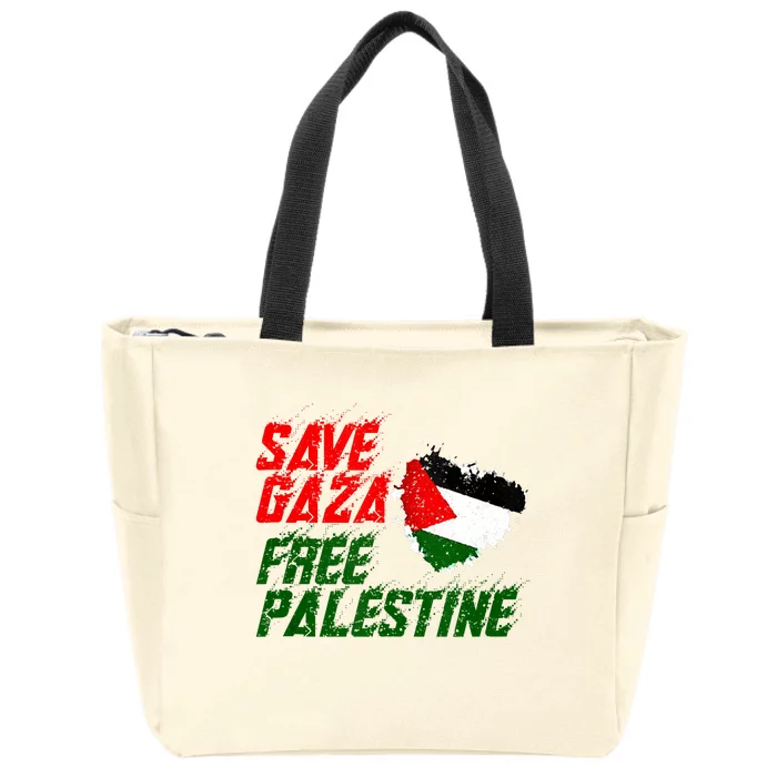 Free Gaza Palestine Flag Proud Palestine Save Gaza Zip Tote Bag