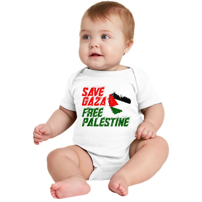 Free Gaza Palestine Flag Proud Palestine Save Gaza Baby Bodysuit