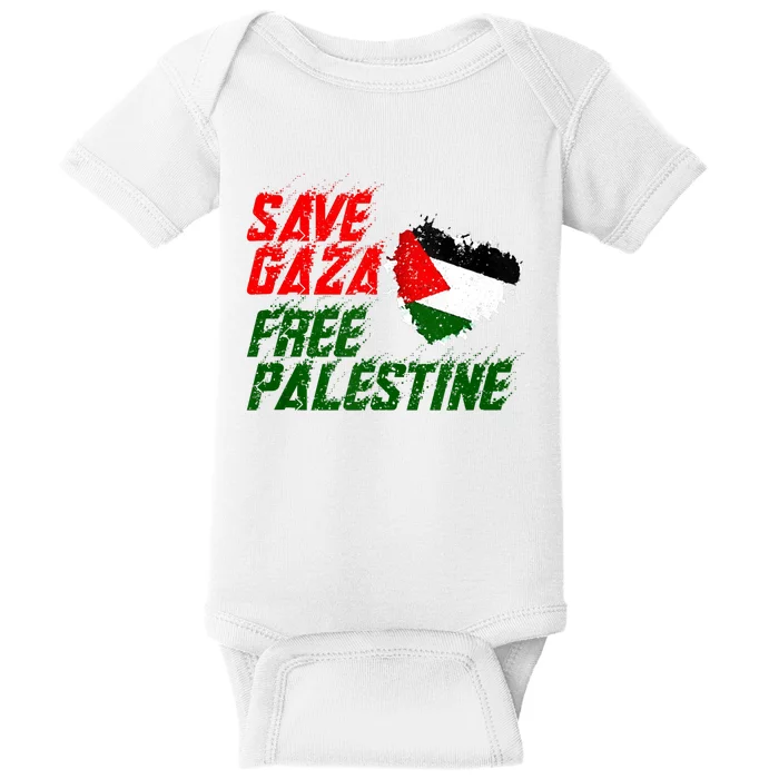 Free Gaza Palestine Flag Proud Palestine Save Gaza Baby Bodysuit