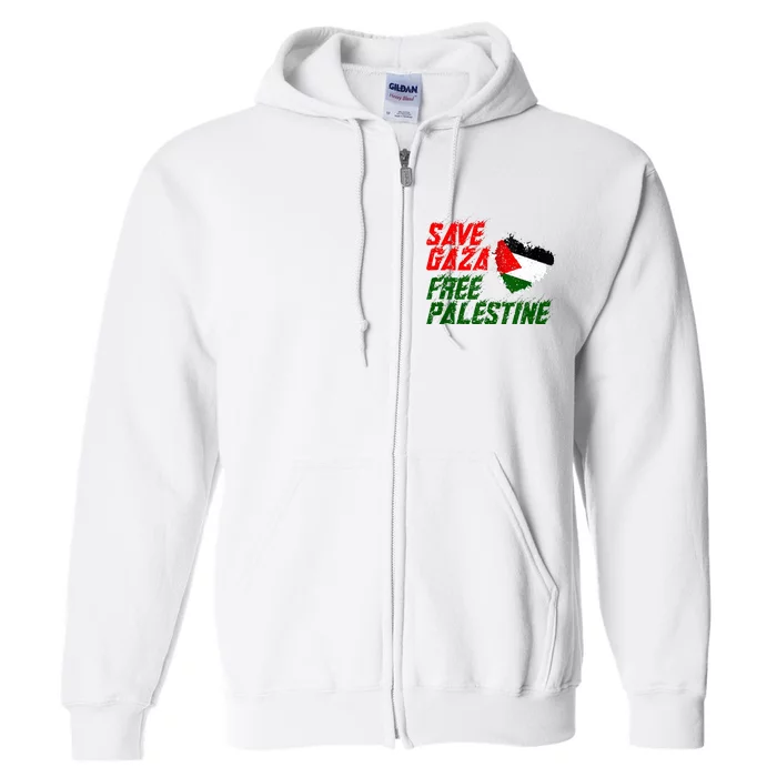 Free Gaza Palestine Flag Proud Palestine Save Gaza Full Zip Hoodie