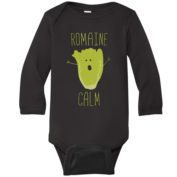 Funny Gardening Pun Romaine Calm Gardener Gift Baby Long Sleeve Bodysuit