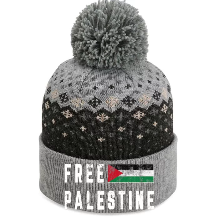 Free Gaza Palestine Flag Arabic Funny Gift The Baniff Cuffed Pom Beanie