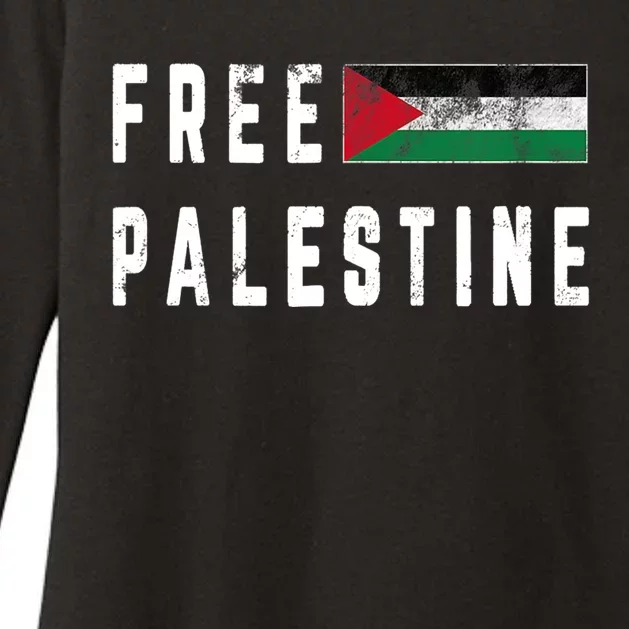 Free Gaza Palestine Flag Arabic Funny Gift Womens CVC Long Sleeve Shirt