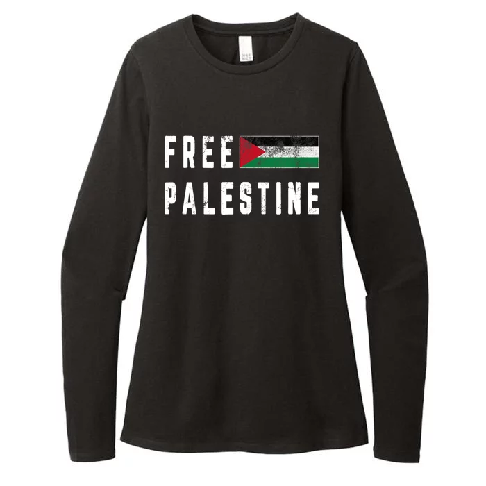 Free Gaza Palestine Flag Arabic Funny Gift Womens CVC Long Sleeve Shirt