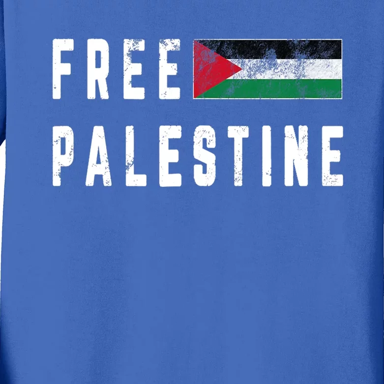 Free Gaza Palestine Flag Arabic Funny Gift Kids Long Sleeve Shirt