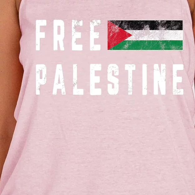 Free Gaza Palestine Flag Arabic Funny Gift Women's Knotted Racerback Tank