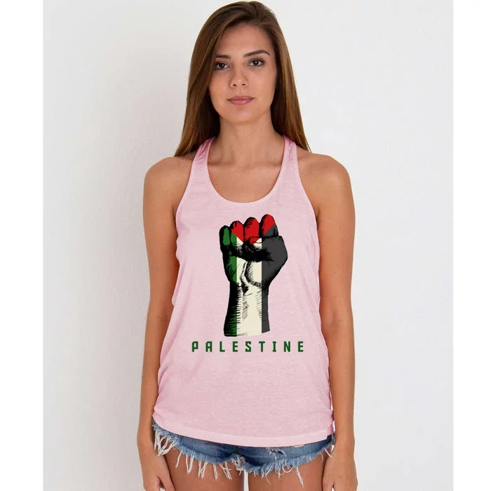 Free Gaza Palestine Flag Peace Love Palestine People Scarf Great Gift Women's Knotted Racerback Tank