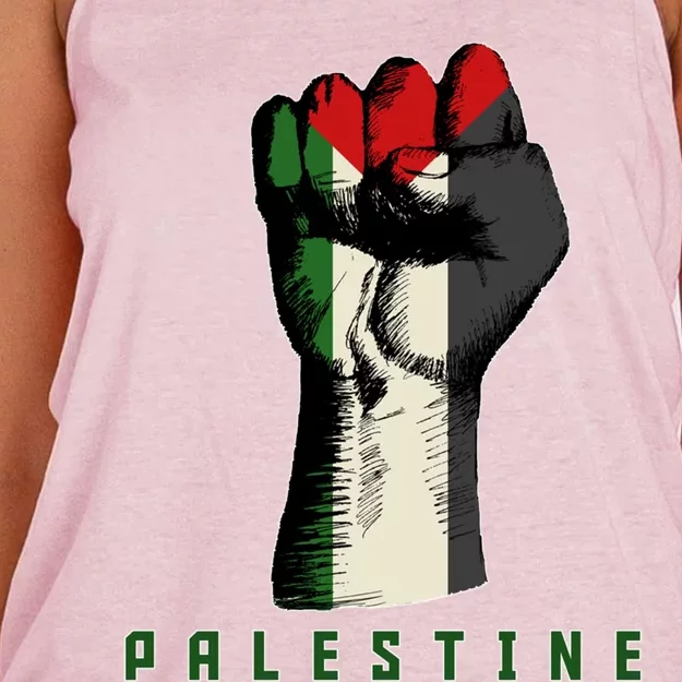 Free Gaza Palestine Flag Peace Love Palestine People Scarf Great Gift Women's Knotted Racerback Tank