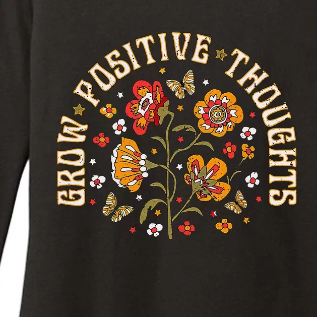 Floral Grow Positive Thoughts Boho Peace Flowers Gardeners Womens CVC Long Sleeve Shirt