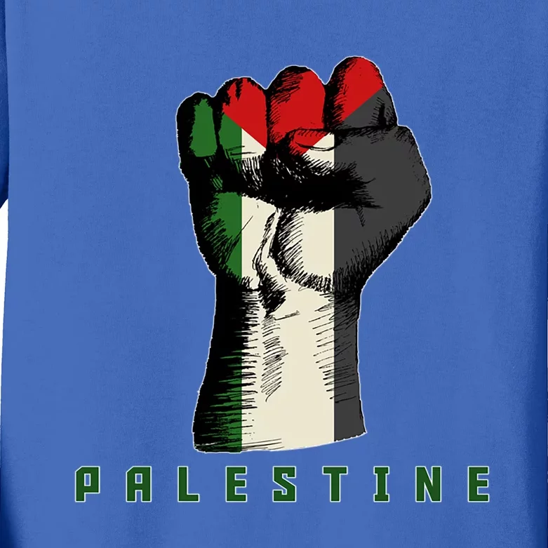 Free Gaza Palestine Flag Peace Love Palestine People Scarf Meaningful Gift Kids Long Sleeve Shirt