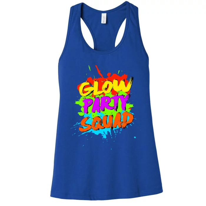 Funny Glow Party Squad Colorful Splash Retro Costume Party Gift Women's Racerback Tank