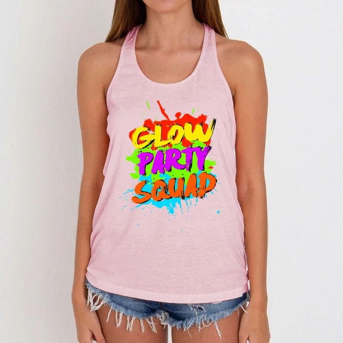 Funny Glow Party Squad Colorful Splash Retro Costume Party Gift Women's Knotted Racerback Tank