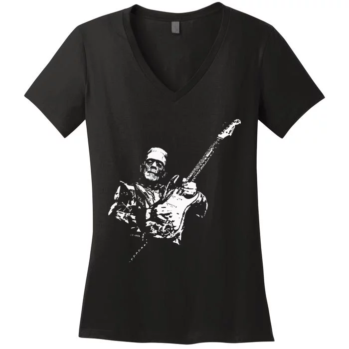 Frankenstein Guitar Player Women's V-Neck T-Shirt