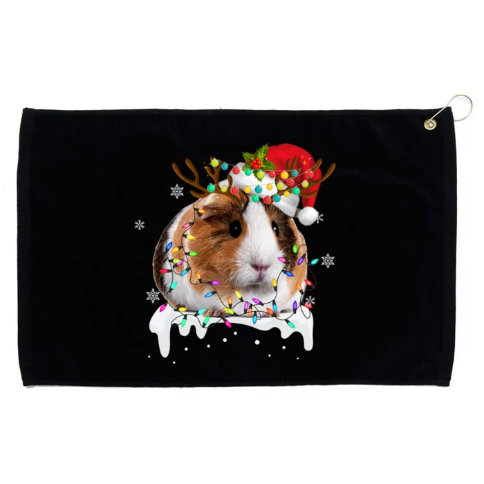 Funny Guinea Pig Reindeer Christmas Tree Light Guinea Pig Grommeted Golf Towel