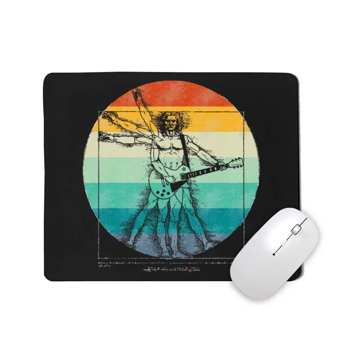 Funny Guitar Player Da Vinci Vitruvian Man Musicians Mousepad