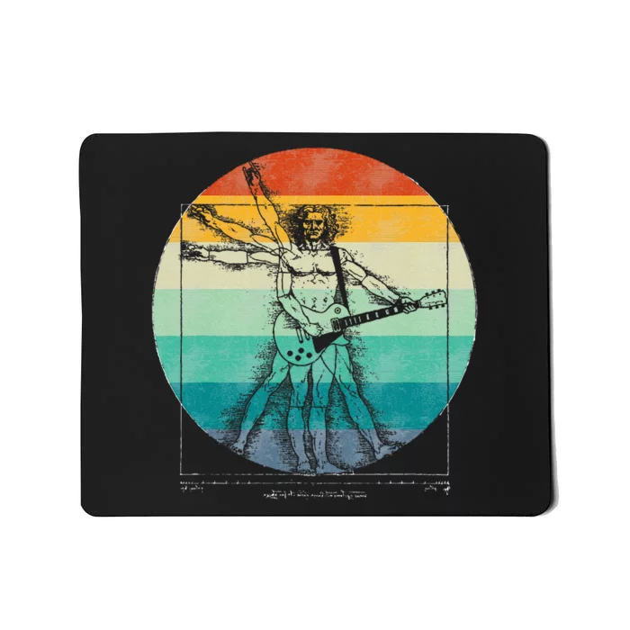 Funny Guitar Player Da Vinci Vitruvian Man Musicians Mousepad