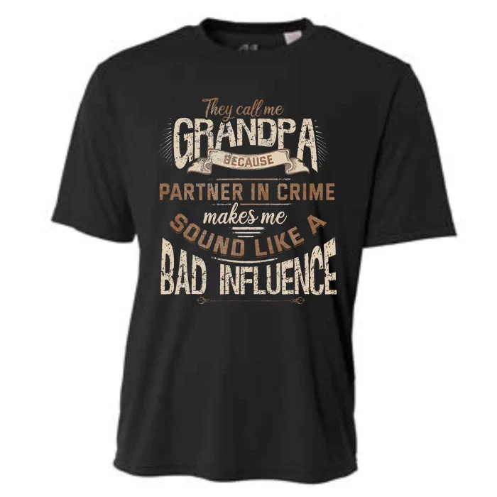 Funny Grandpa Partner In Crime Phrase Granddad Humor Cooling Performance Crew T-Shirt