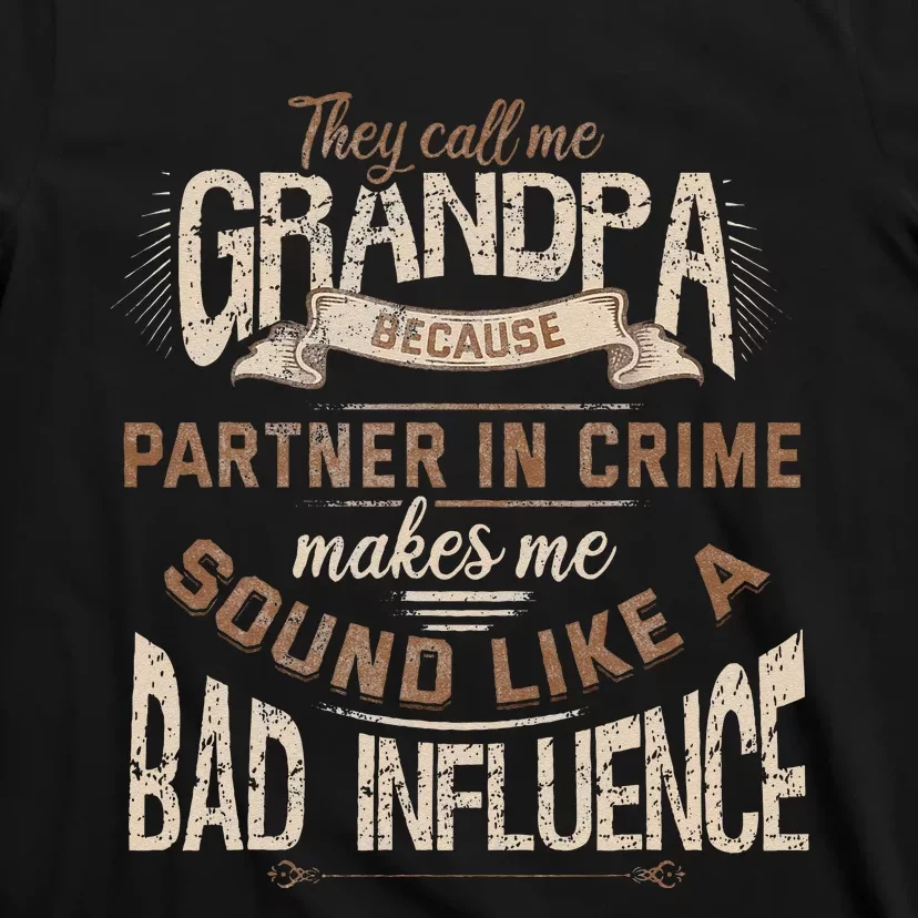 Funny Grandpa Partner In Crime Phrase Granddad Humor T-Shirt