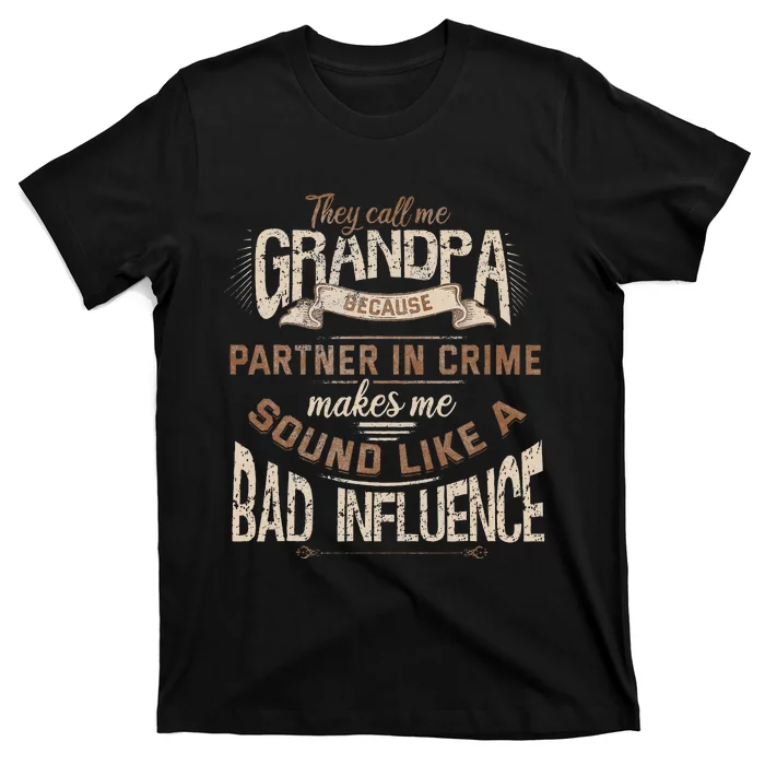 Funny Grandpa Partner In Crime Phrase Granddad Humor T-Shirt