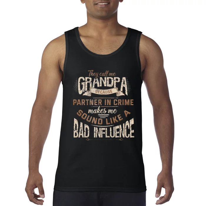 Funny Grandpa Partner In Crime Phrase Granddad Humor Tank Top