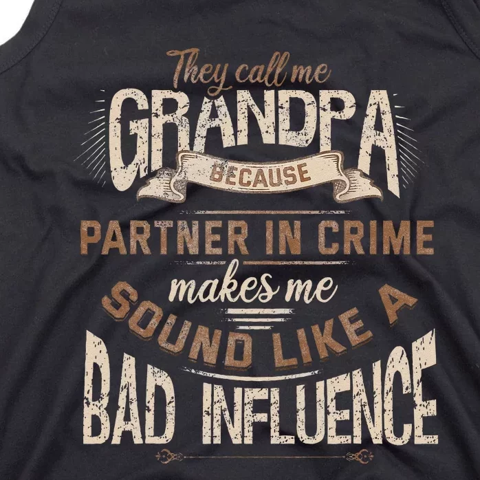 Funny Grandpa Partner In Crime Phrase Granddad Humor Tank Top