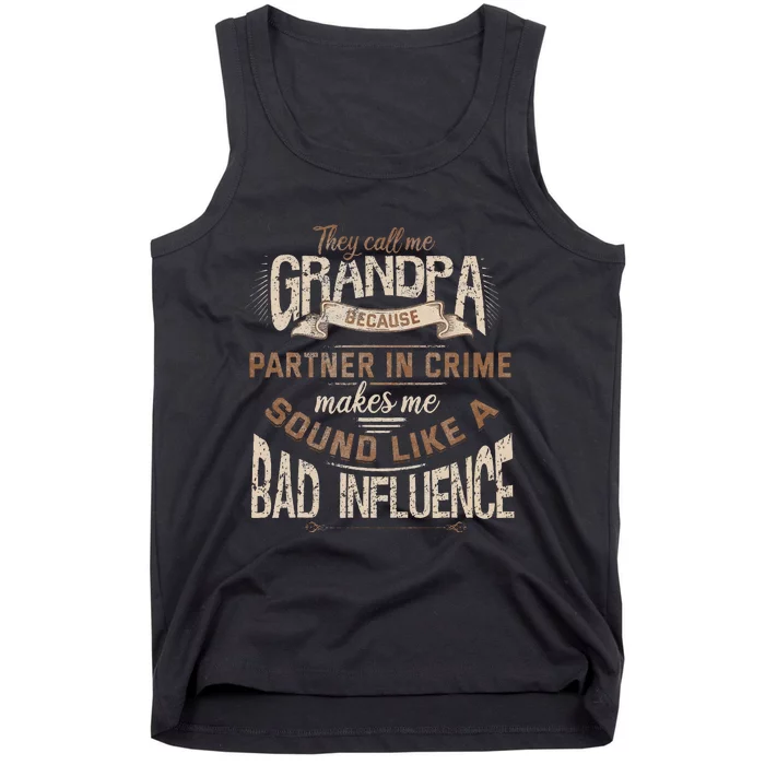 Funny Grandpa Partner In Crime Phrase Granddad Humor Tank Top