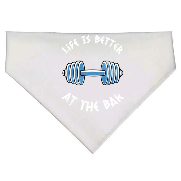 Funny Gym Pun Life Is Better At The Bar Graphic Workout Gift USA-Made Doggie Bandana