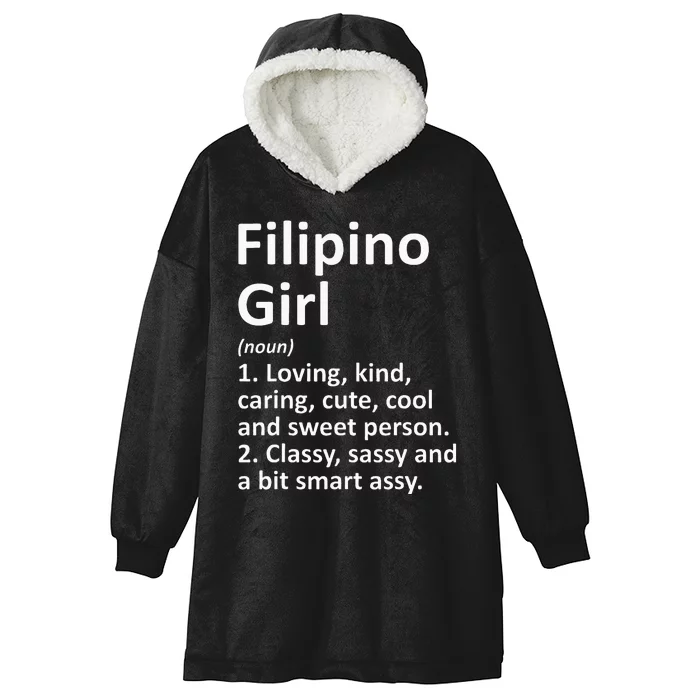 FILIPINO GIRL PHILIPPINES Gift Funny Country Roots Descent Hooded Wearable Blanket