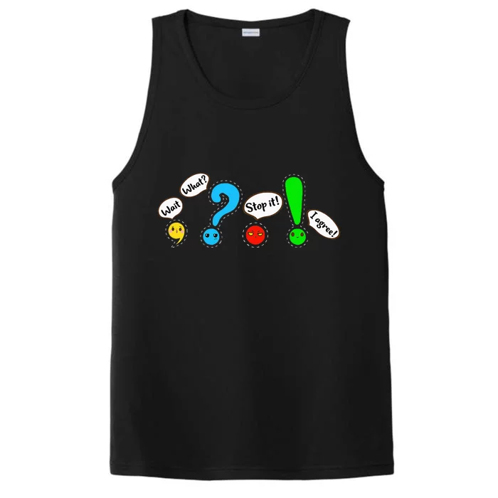 Funny Grammar Punctuation English Teacher Wait What Stop. Performance Tank