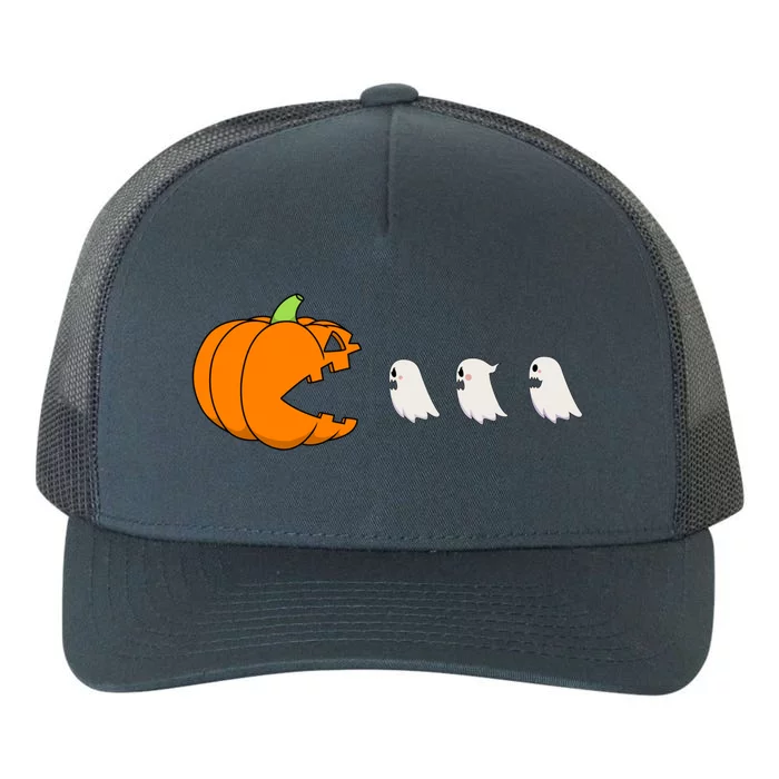 Funny Gamer Pumpkin Eating Ghost Halloween Cute Gift Yupoong Adult 5-Panel Trucker Hat