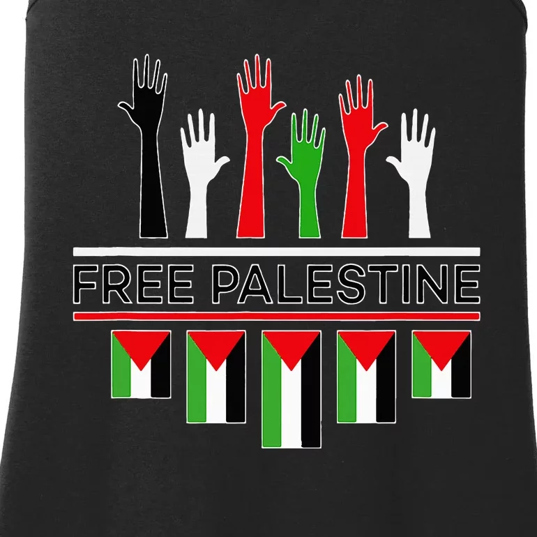 Free Gaza Palestine Flag Proud Palestine Save Gaza Ladies Essential Tank