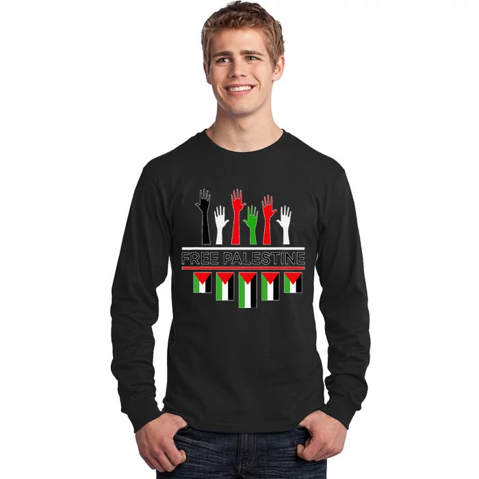 Free Gaza Palestine Flag Proud Palestine Save Gaza Tall Long Sleeve T-Shirt