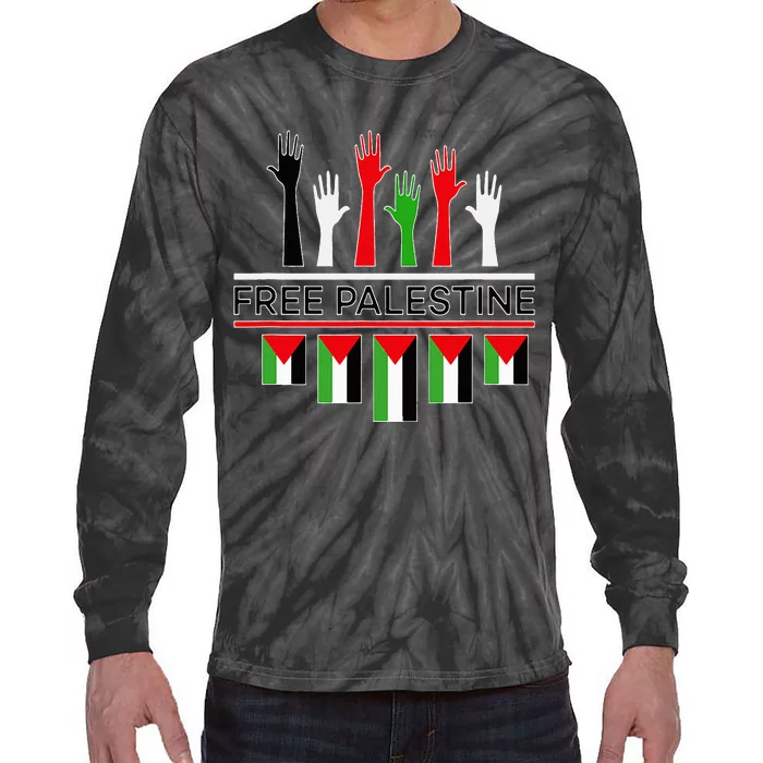 Free Gaza Palestine Flag Proud Palestine Save Gaza Tie-Dye Long Sleeve Shirt