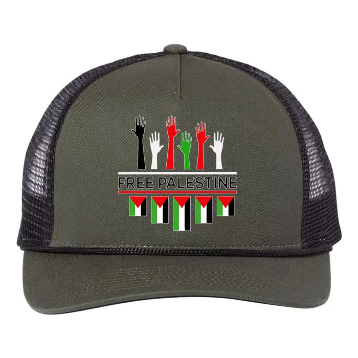 Free Gaza Palestine Flag Proud Palestine Save Gaza Retro Rope Trucker Hat Cap