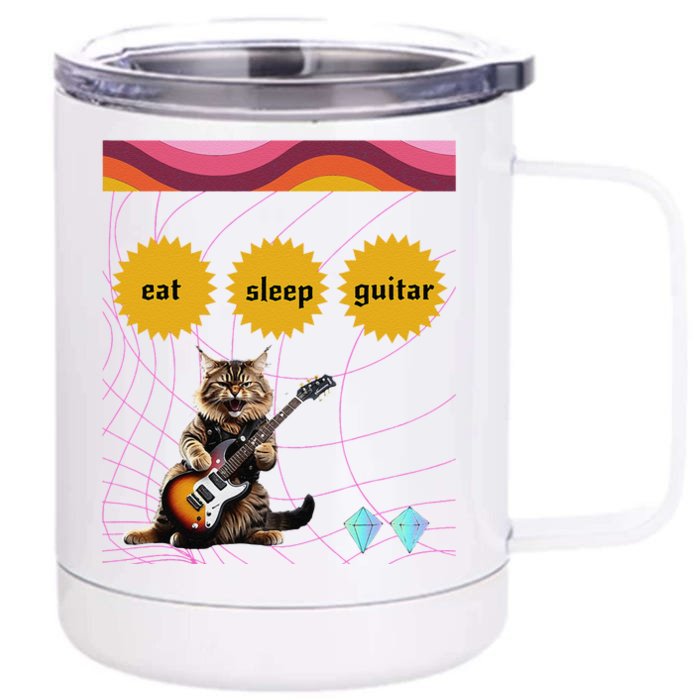 Funny Guitar Player Electric Guitar Players And Cat Lover Front & Back 12oz Stainless Steel Tumbler Cup