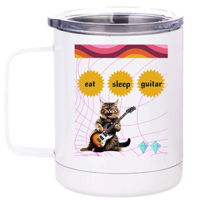 Funny Guitar Player Electric Guitar Players And Cat Lover Front & Back 12oz Stainless Steel Tumbler Cup