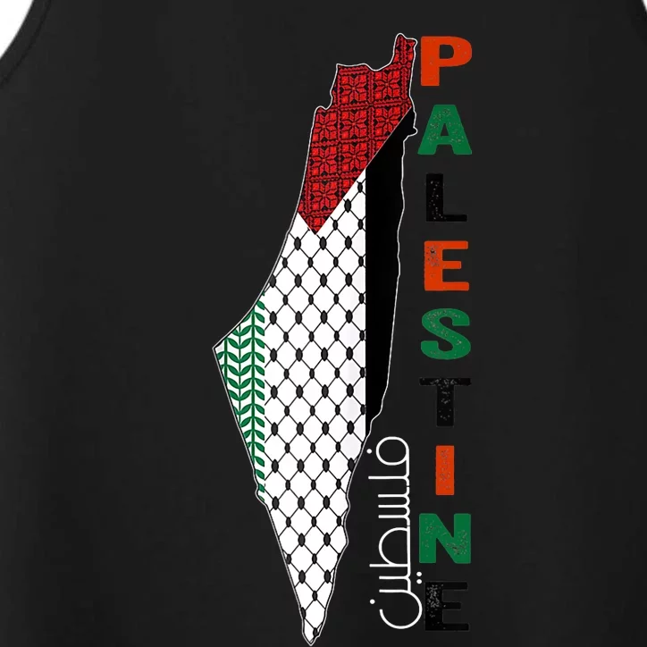 Free Gaza Palestine Flag Arabic Performance Tank