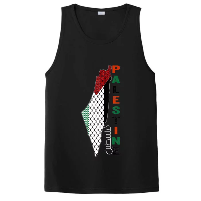 Free Gaza Palestine Flag Arabic Performance Tank