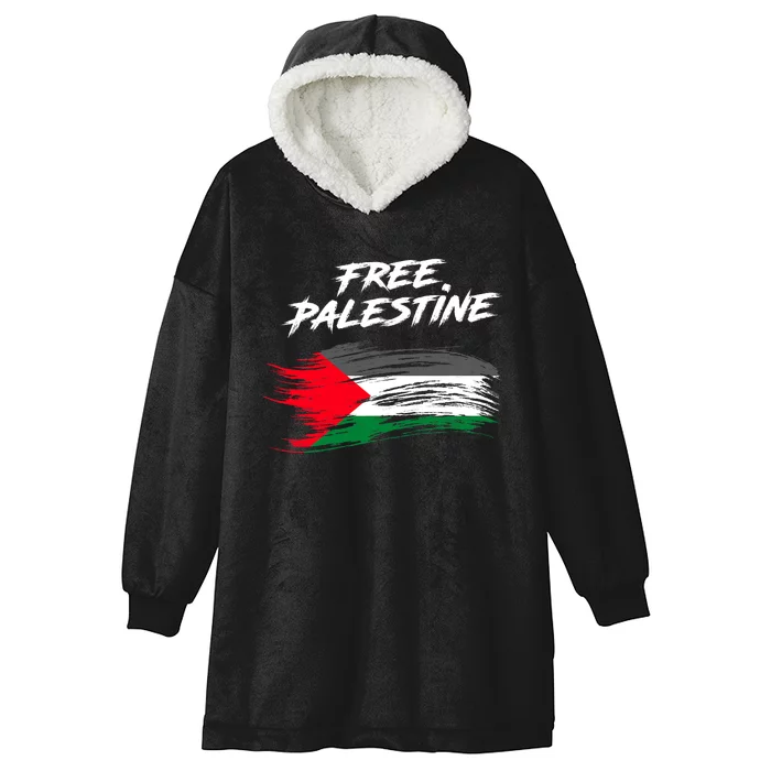 Free Gaza Palestine Flag Stop War Support Peace Hooded Wearable Blanket