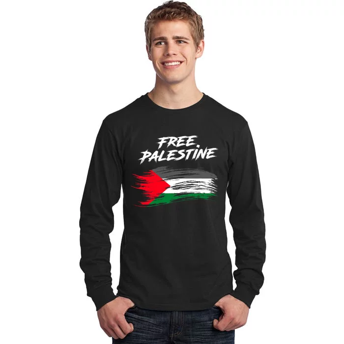 Free Gaza Palestine Flag Stop War Support Peace Tall Long Sleeve T-Shirt