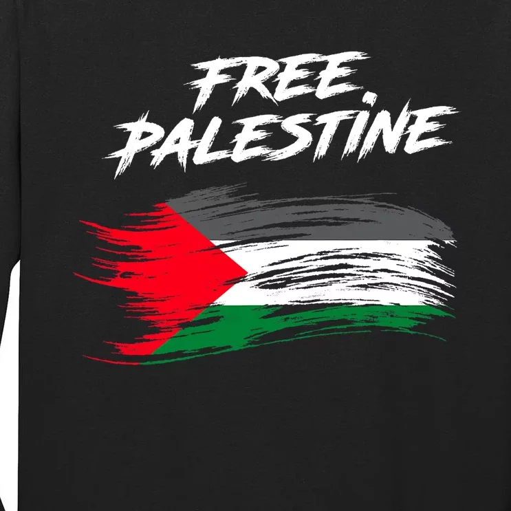 Free Gaza Palestine Flag Stop War Support Peace Tall Long Sleeve T-Shirt