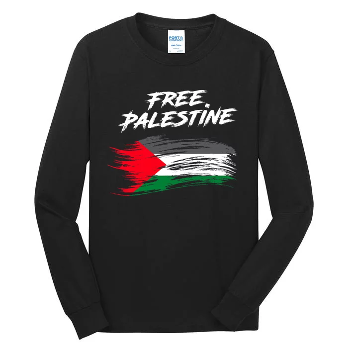 Free Gaza Palestine Flag Stop War Support Peace Tall Long Sleeve T-Shirt