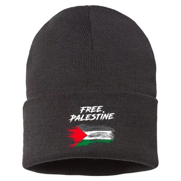 Free Gaza Palestine Flag Stop War Support Peace Sustainable Knit Beanie