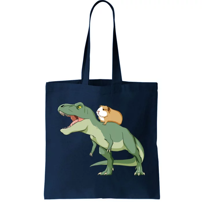 Funny Guinea Pig Riding T Rex Dinosaur Tote Bag