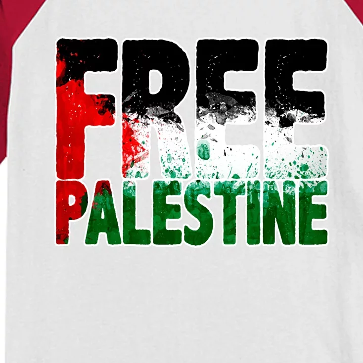 Free Gaza Palestine Flag Proud Palestine Roots Arabic Kids Colorblock Raglan Jersey