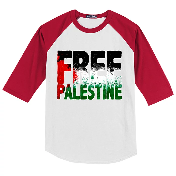 Free Gaza Palestine Flag Proud Palestine Roots Arabic Kids Colorblock Raglan Jersey