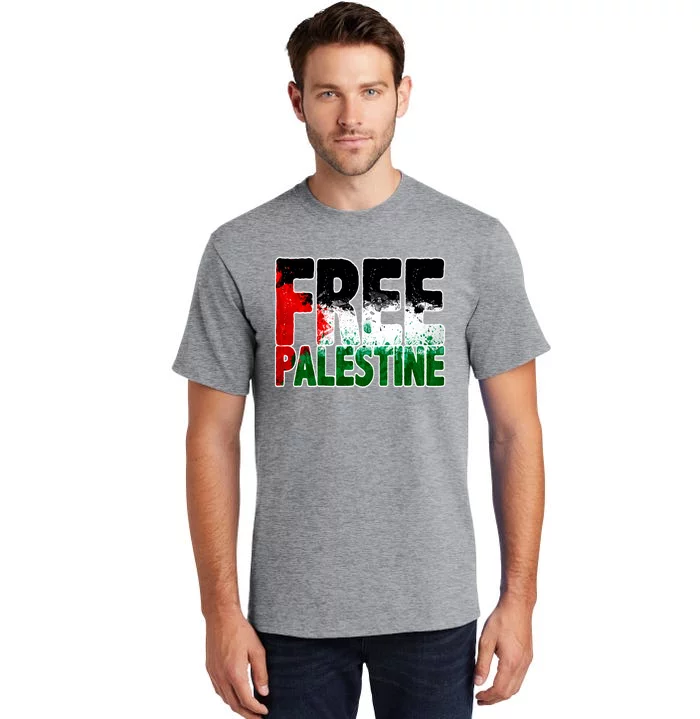 Free Gaza Palestine Flag Proud Palestine Roots Arabic Tall T-Shirt